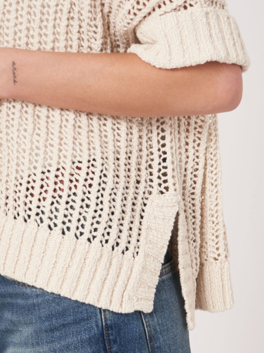 Oversized open knit cardigan with buttons image number 2