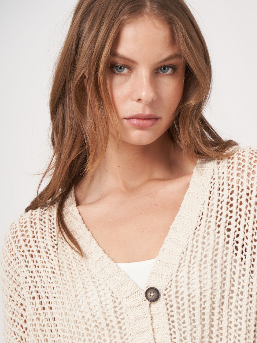 Oversized open knit cardigan with buttons image number 3