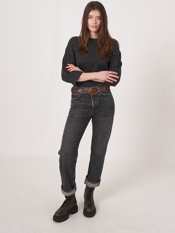 Superfein gestrickter Kaschmir-Mix-Pullover mit übergroßen Ärmeln image number 4