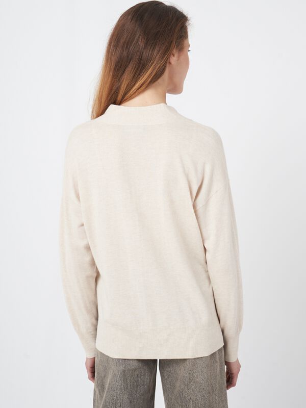 Superfein gestrickter Kaschmir-Mix V-Ausschnitt-Pullover image number 2