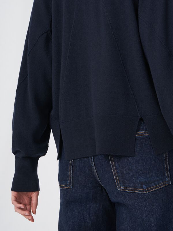 Fein gestricktes offenes Wollmix-Cardigan mit Schalkragen image number 3