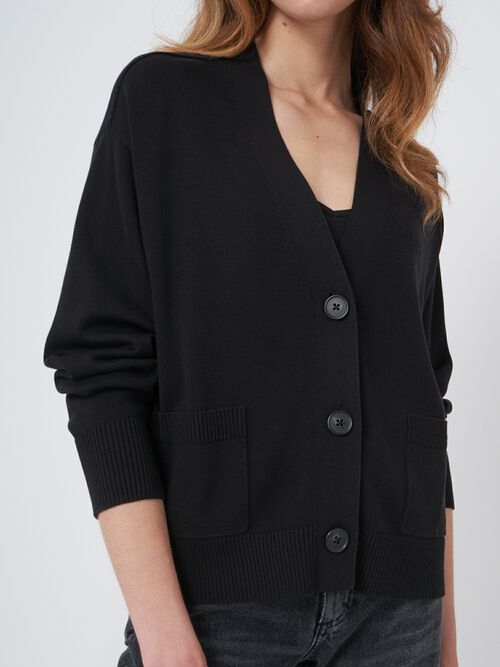 Boxy vest met oversized knopen van katoenmelange