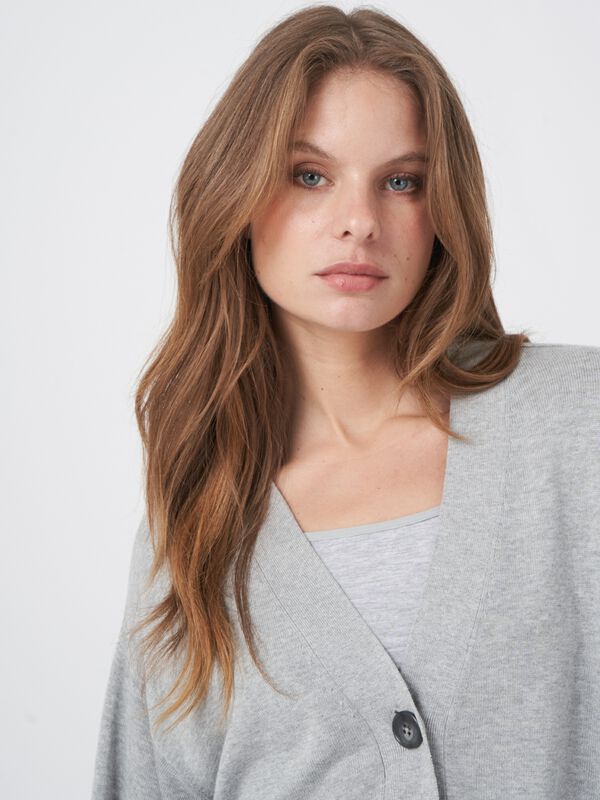 Boxy vest met oversized knopen van katoenmelange image number 2