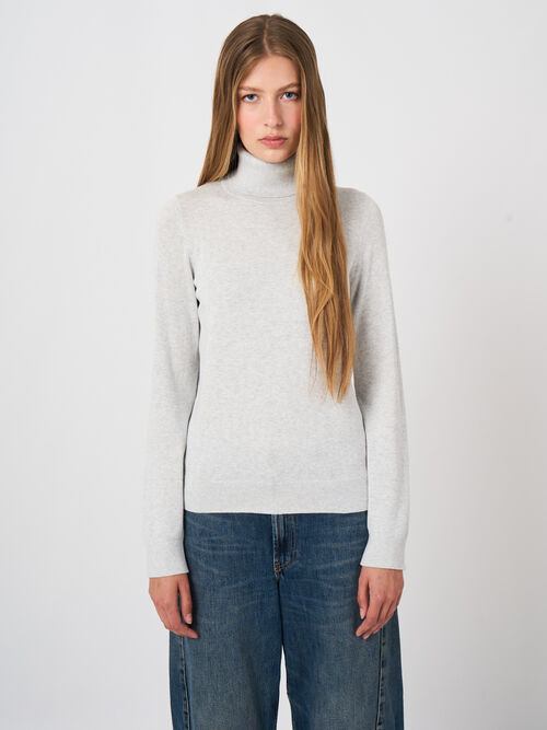 Pull col roul&eacute; en m&eacute;lange de coton