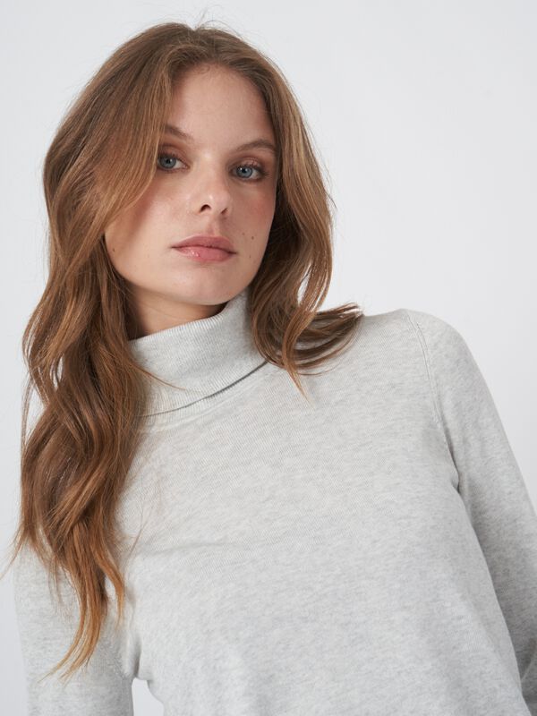 Fein gestrickter Rollkragen-Pullover aus Baumwollmischung image number 1