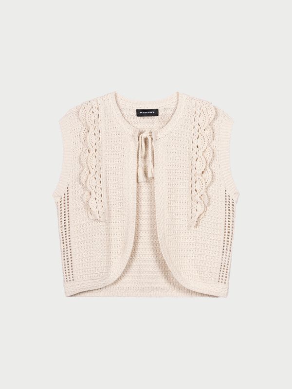 Cotton vest with ruffles and tie image number 2