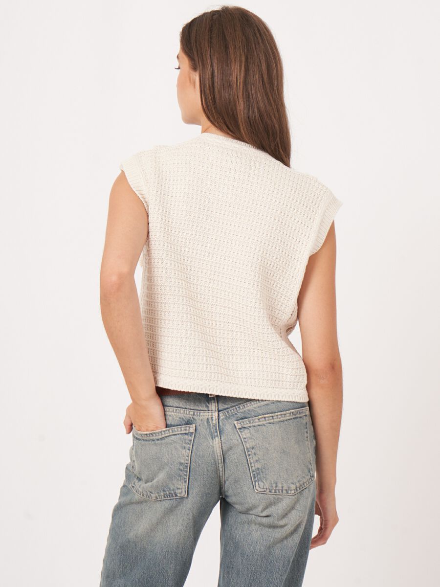 Katoenen gilet met ruches en strik image number 6