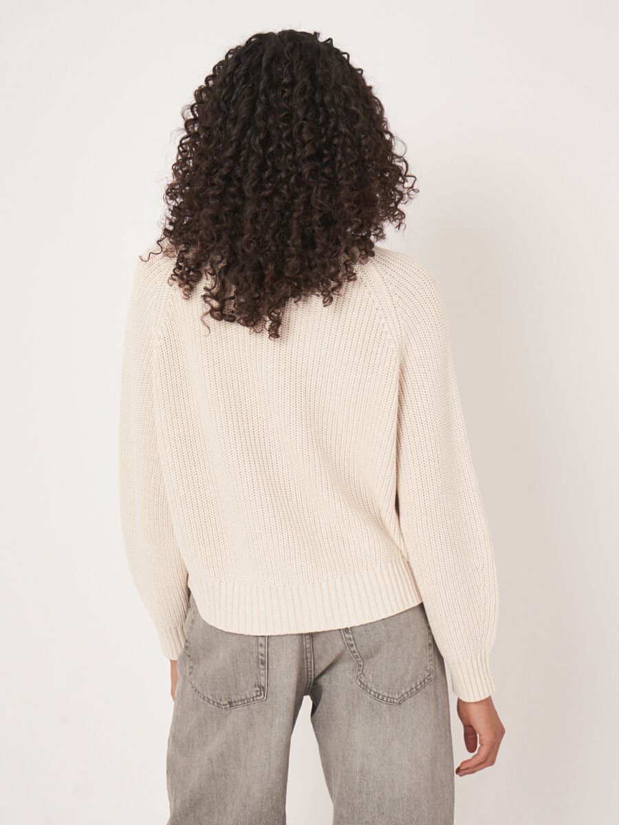 Cardigan en coton épais côtelé avec col en V image number 4