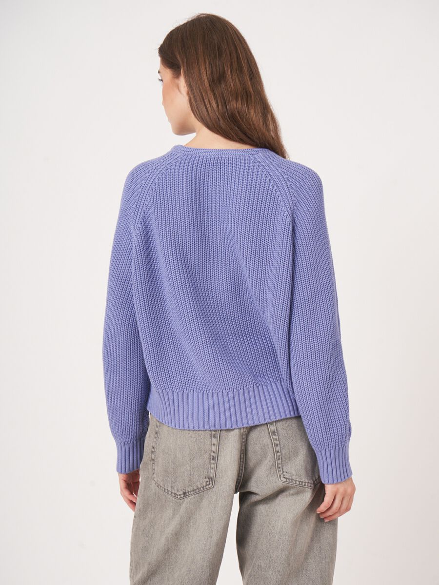 Cardigan en coton épais côtelé avec col en V image number 4