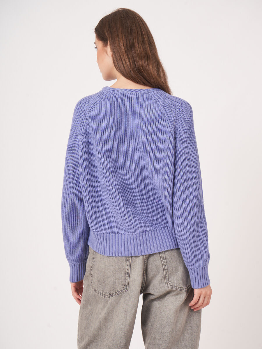 Chunky rib knit cotton V-neck cardigan image number 5