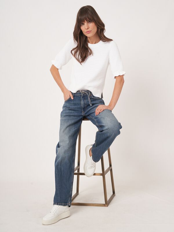 Kurzarm-Pullover aus Baumwoll-Texturstrick image number 2