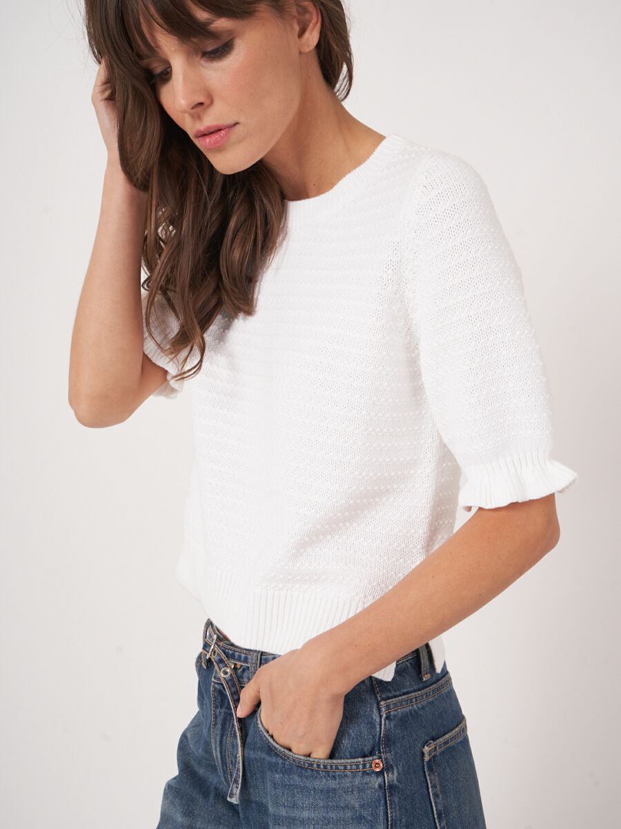 Kurzarm-Pullover aus Baumwoll-Texturstrick image number 5