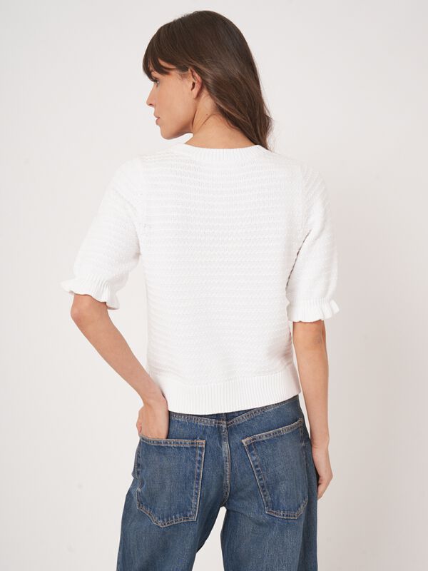 Kurzarm-Pullover aus Baumwoll-Texturstrick image number 6