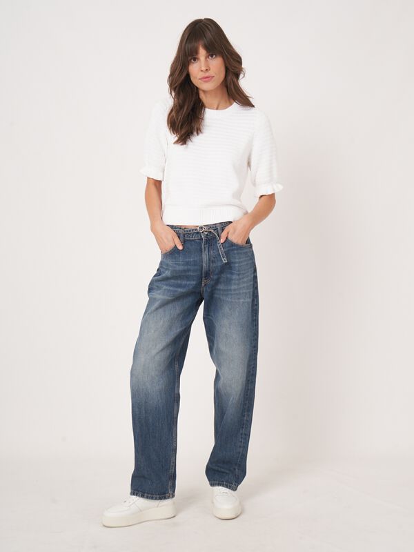 Kurzarm-Pullover aus Baumwoll-Texturstrick image number 7