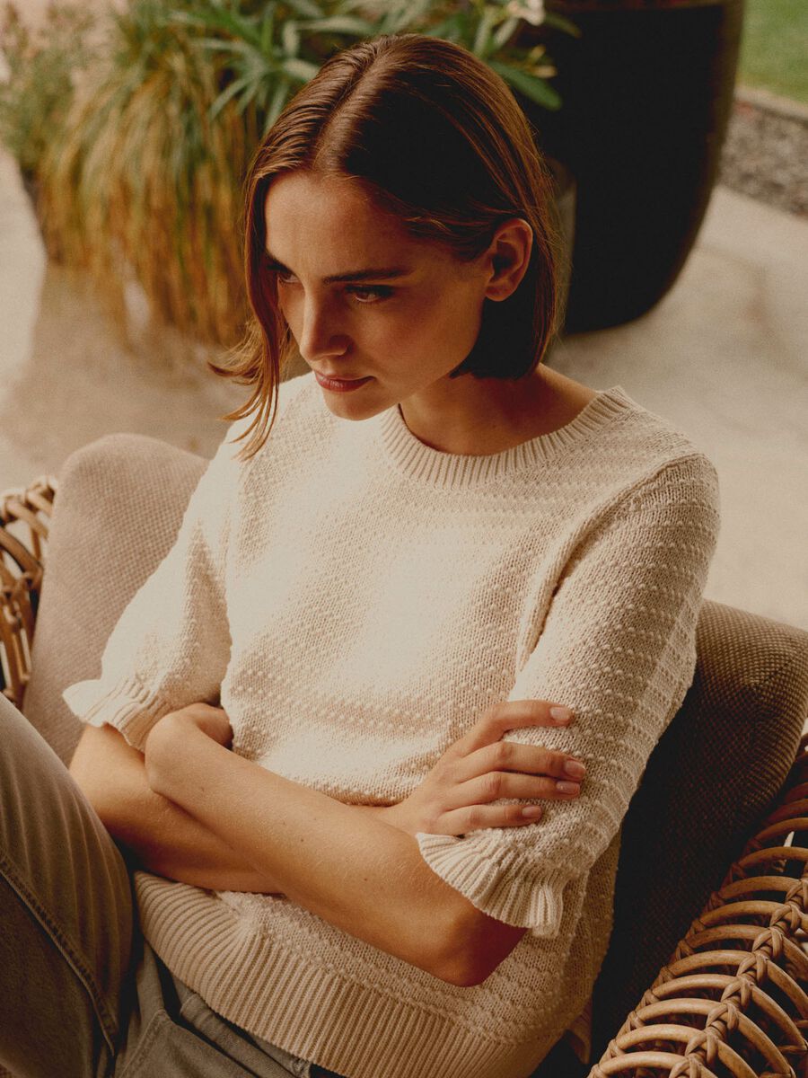 Kurzarm-Pullover aus Baumwoll-Texturstrick image number 0