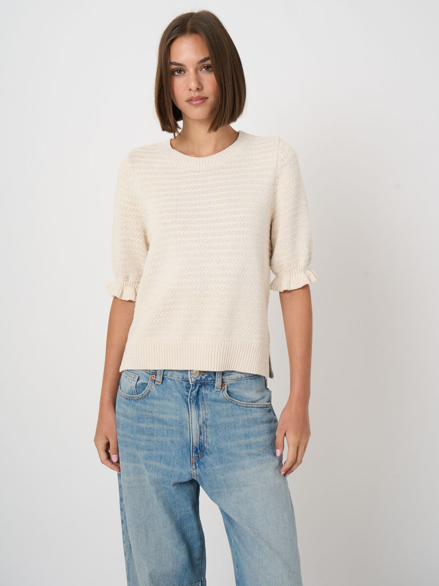 Kurzarm-Pullover aus Baumwoll-Texturstrick image number 0