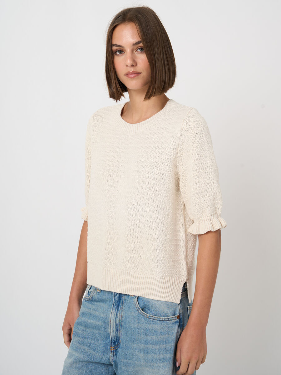 Kurzarm-Pullover aus Baumwoll-Texturstrick image number 2