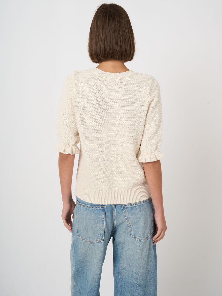 Kurzarm-Pullover aus Baumwoll-Texturstrick image number 3