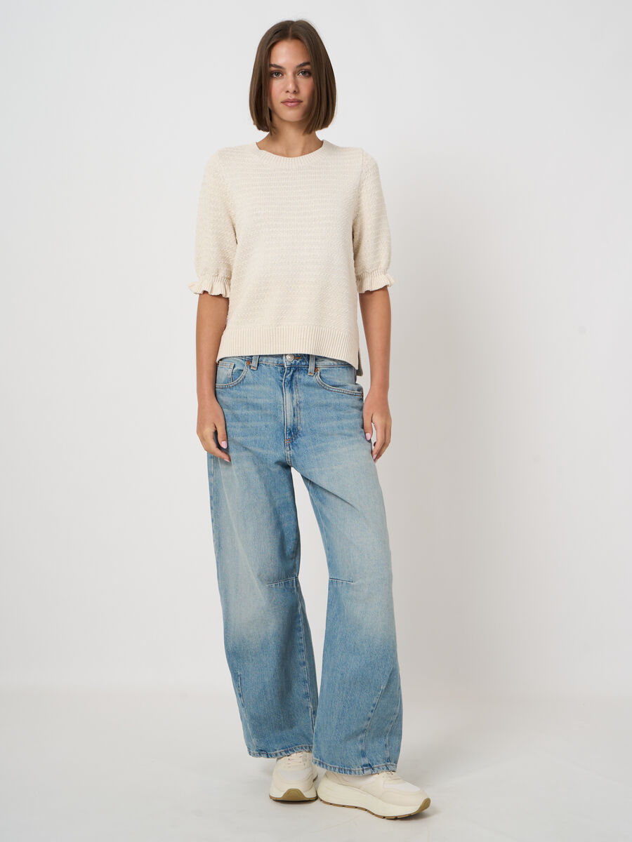 Kurzarm-Pullover aus Baumwoll-Texturstrick image number 4