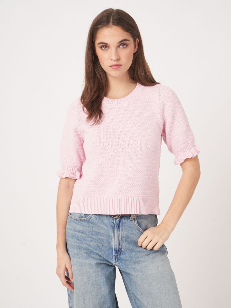 Kurzarm-Pullover aus Baumwoll-Texturstrick image number 1