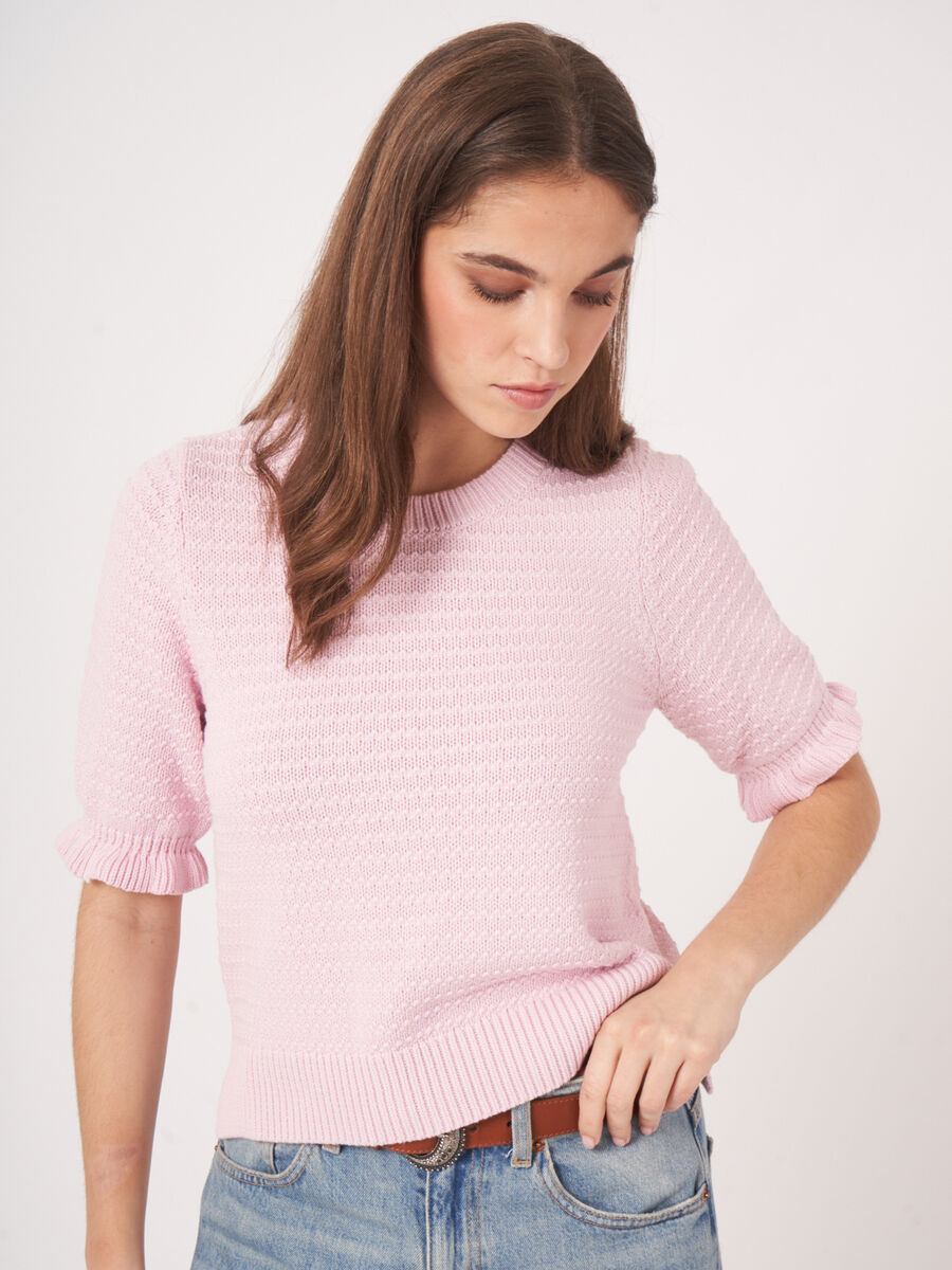 Kurzarm-Pullover aus Baumwoll-Texturstrick image number 1