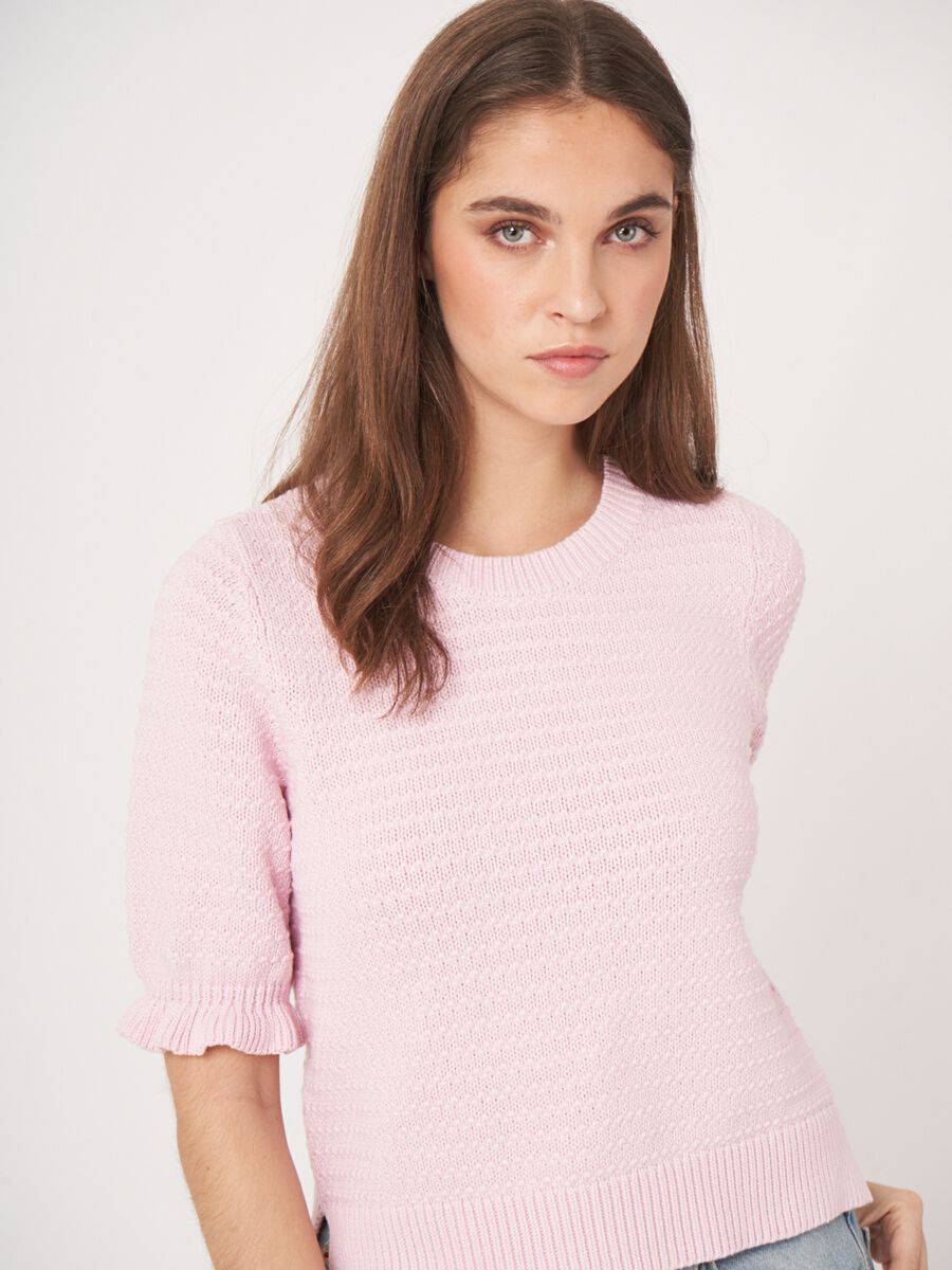 Kurzarm-Pullover aus Baumwoll-Texturstrick image number 2