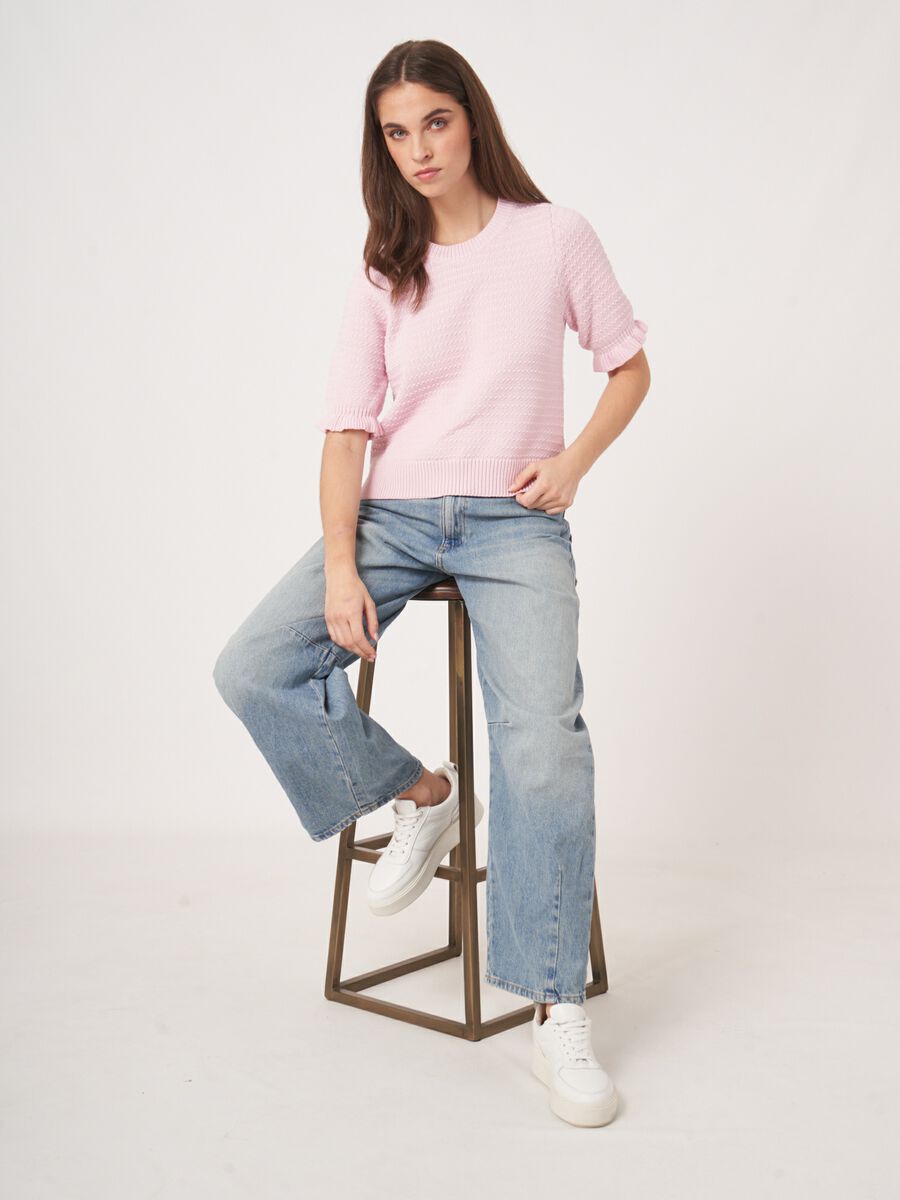 Kurzarm-Pullover aus Baumwoll-Texturstrick image number 4