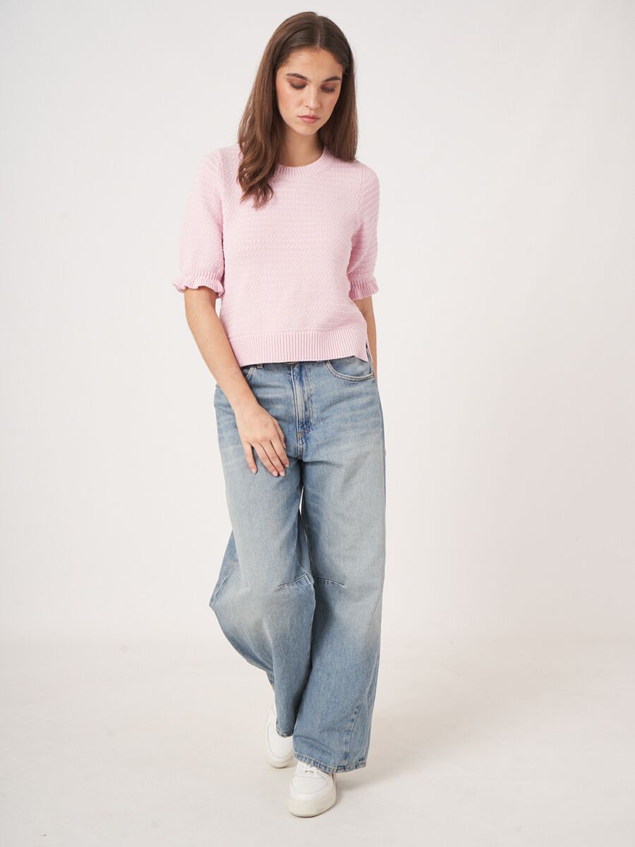 Kurzarm-Pullover aus Baumwoll-Texturstrick image number 7