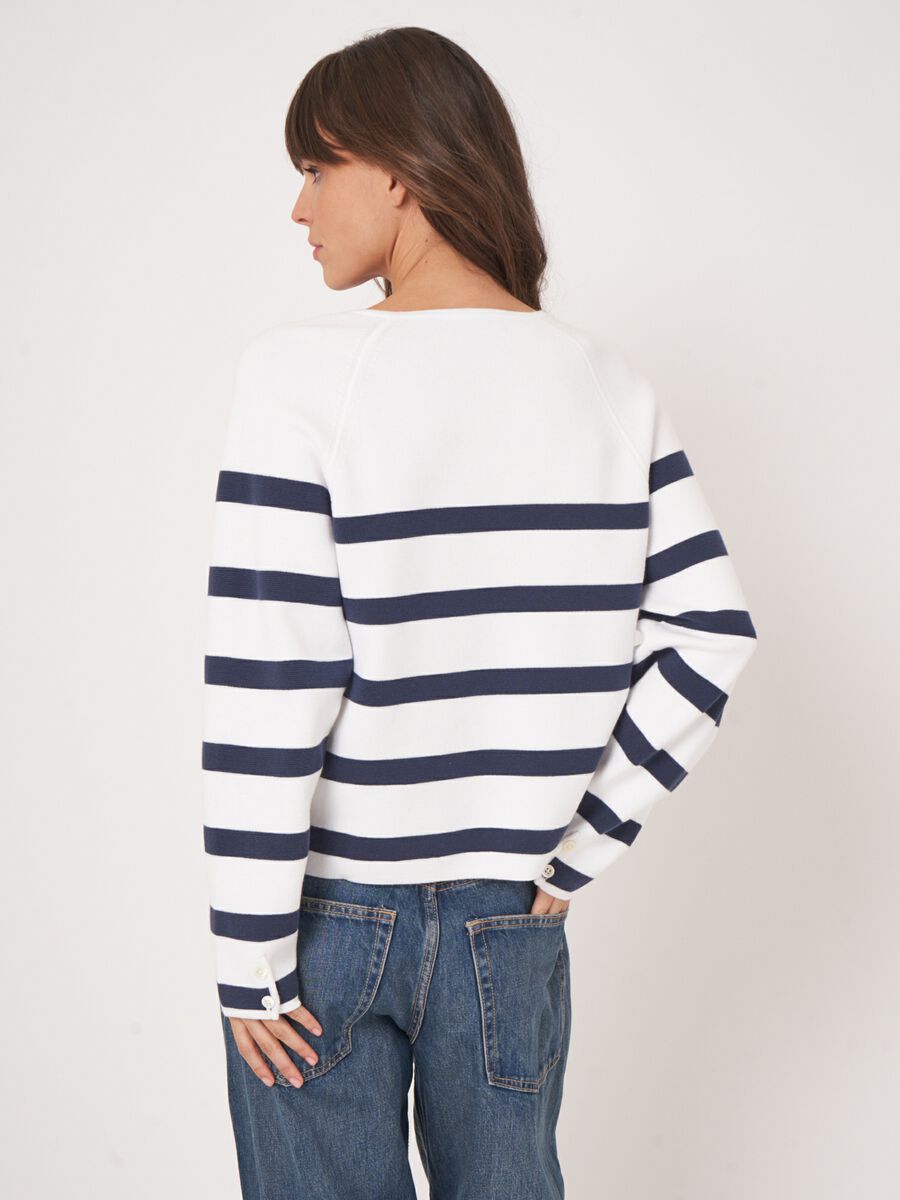 Cardigan ray&eacute; en double tricot de coton image number 4