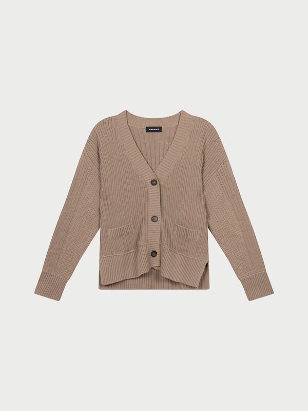 Cardigan aus reinem Baumwollstrick mit unterschiedlichen Texturen image number 0
