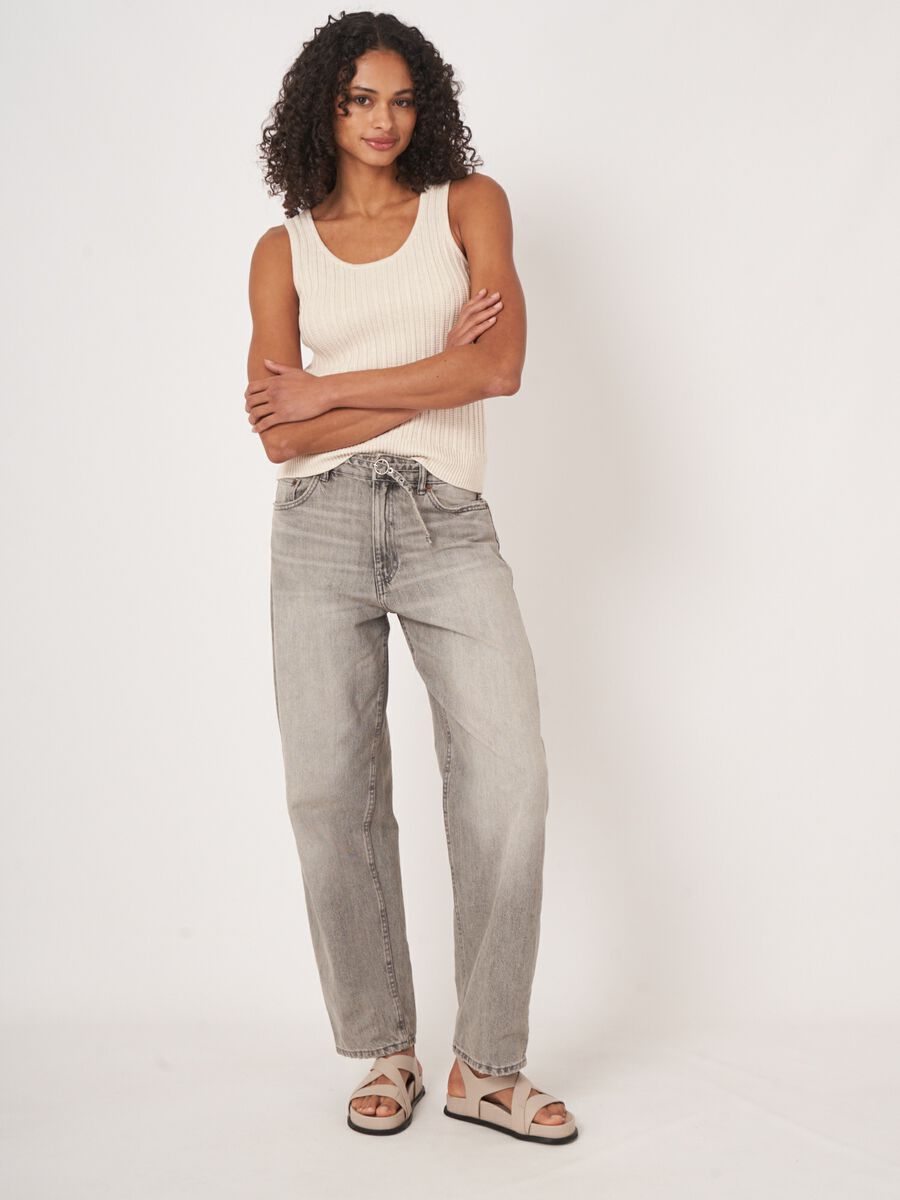 Gebreide top met textuur van zuiver katoen image number 5