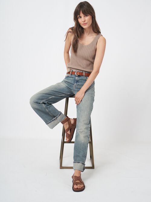 Cotton knit textured tank top