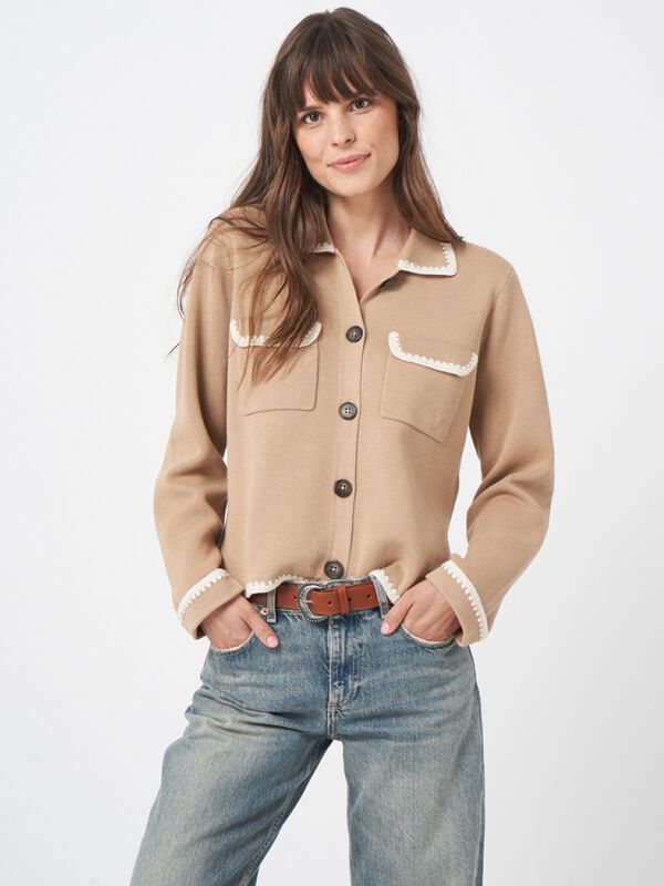  Geknöpfte Strickjacke mit Polokragen und Häkeldetails image number 1