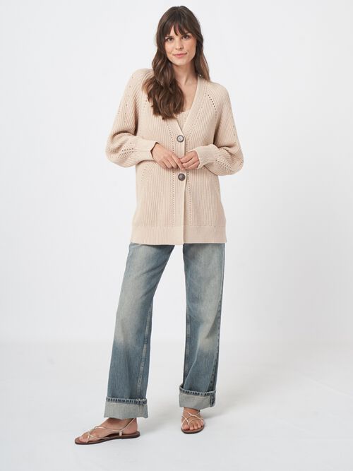 Cardigan mi-long en coton épais à côtes