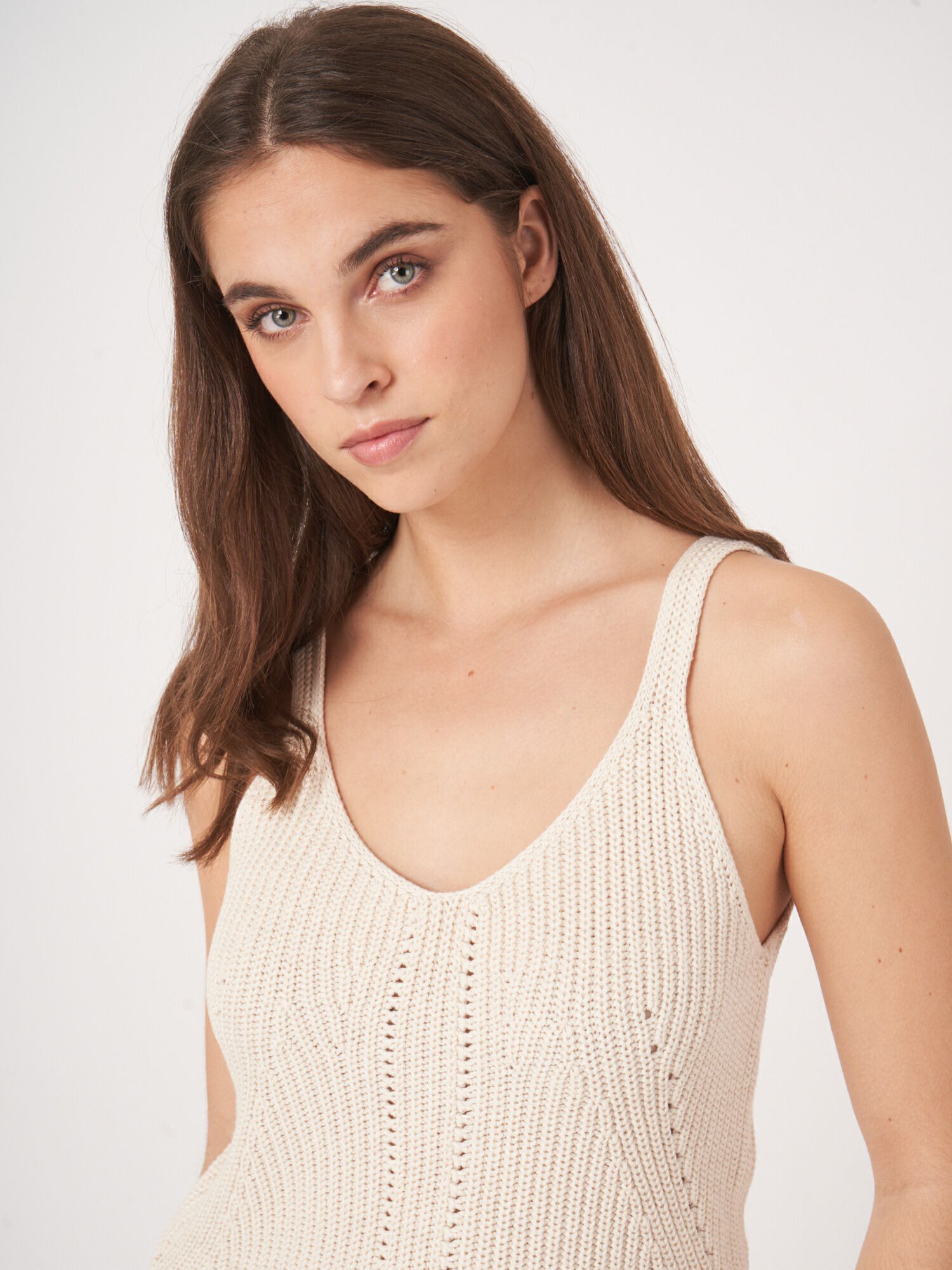 Chunky cotton rib knit tank top