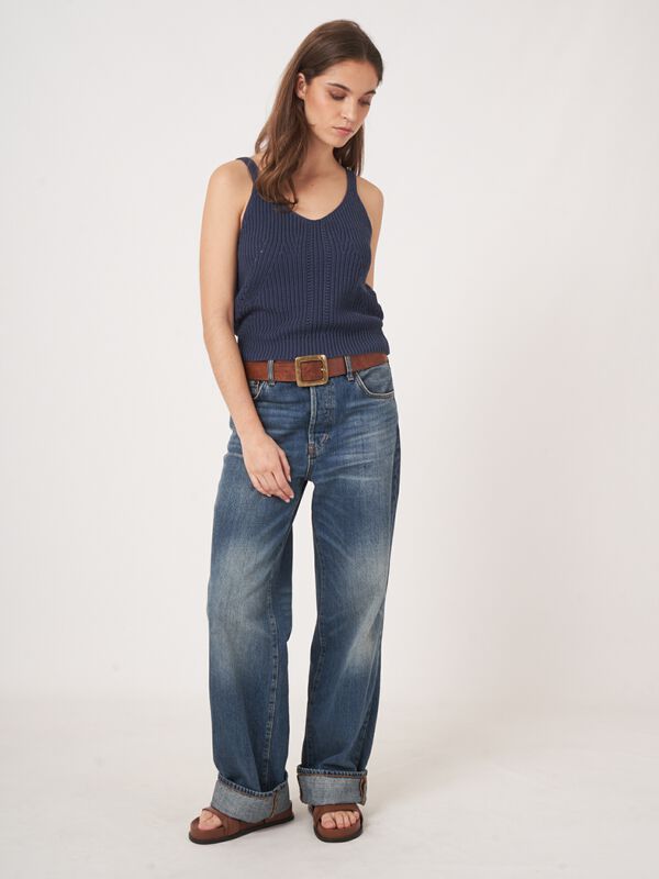 Trägertop aus geripptem Baumwollstrick image number 4