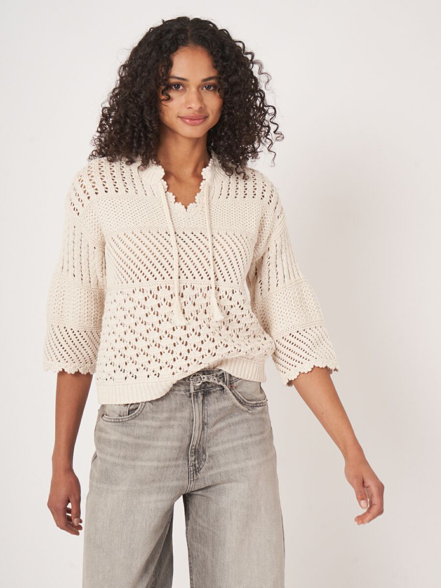 Ajour-Pullover mit Häkeldetails image number 0