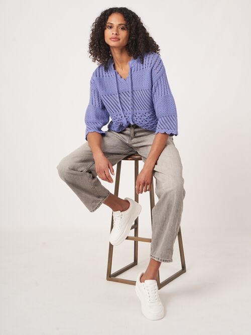 Ajour trui met gehaakte details