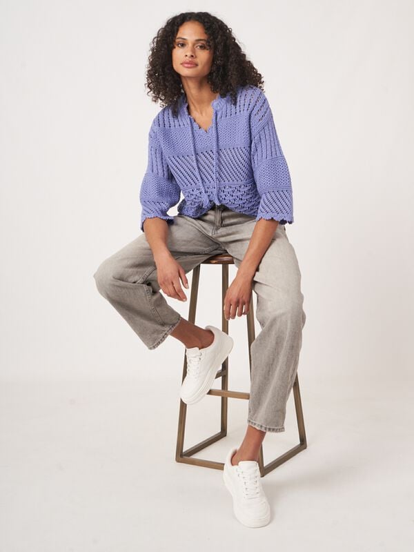 Ajour trui met gehaakte details image number 0