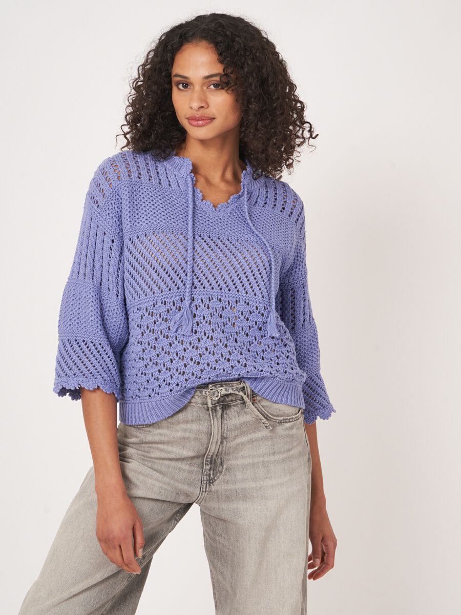 Ajour-Pullover mit Häkeldetails image number 1