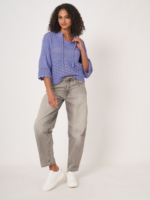 Ajour trui met gehaakte details image number 4