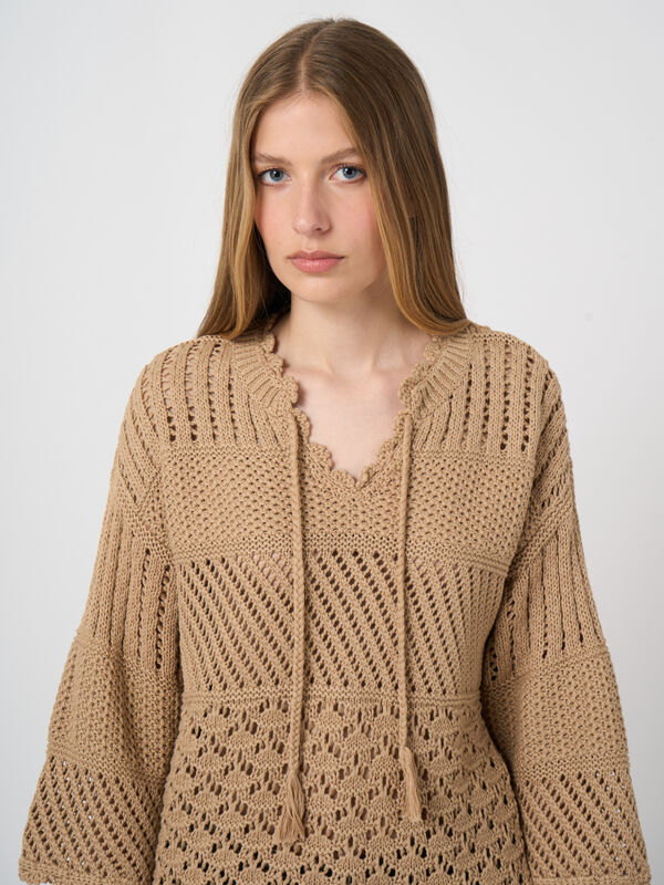 Ajour-Pullover mit H&auml;keldetails image number 0