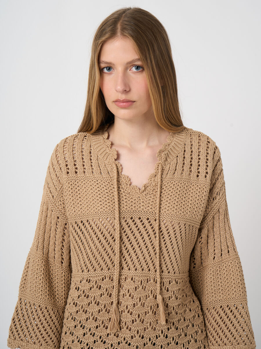 Ajour-Pullover mit H&auml;keldetails image number 0