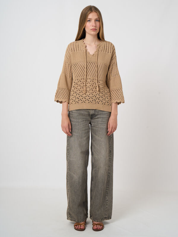 Ajour-Pullover mit H&auml;keldetails image number 2