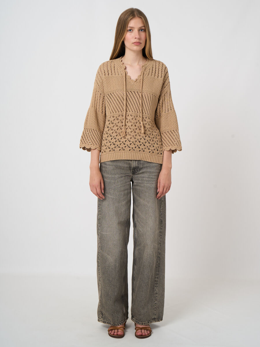 Ajour-Pullover mit H&auml;keldetails image number 2