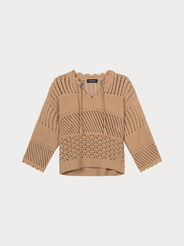 Ajour-Pullover mit H&auml;keldetails image number 4