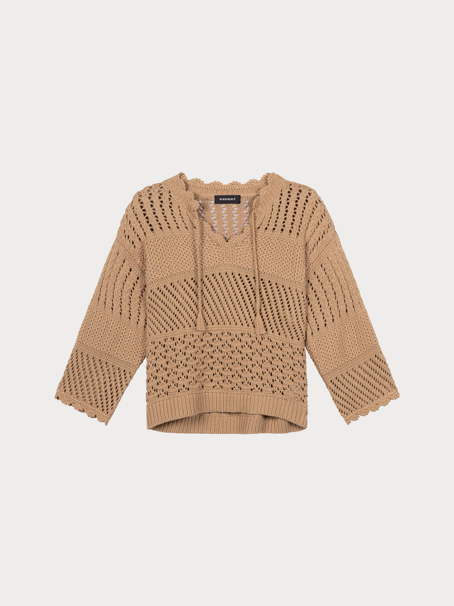 Ajour-Pullover mit H&auml;keldetails image number 4