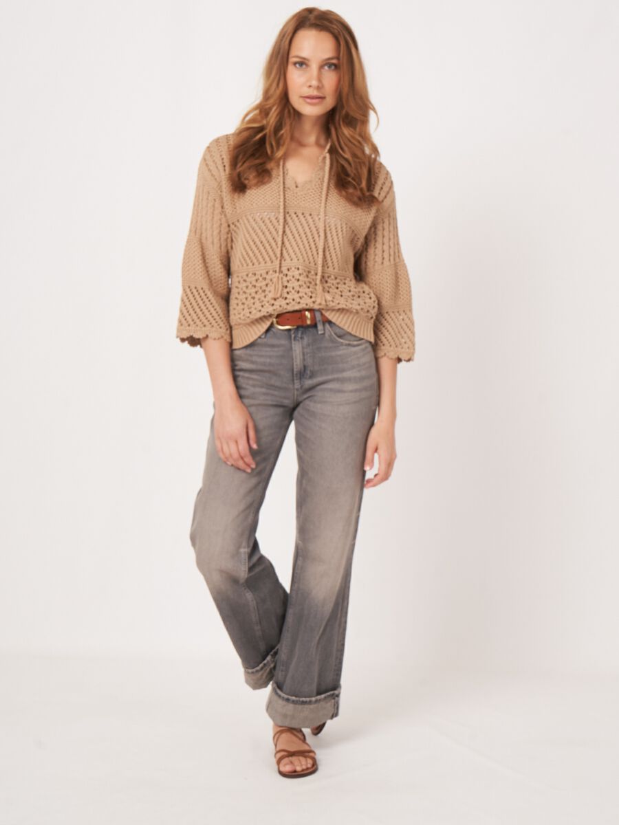 Ajour trui met gehaakte details image number 7