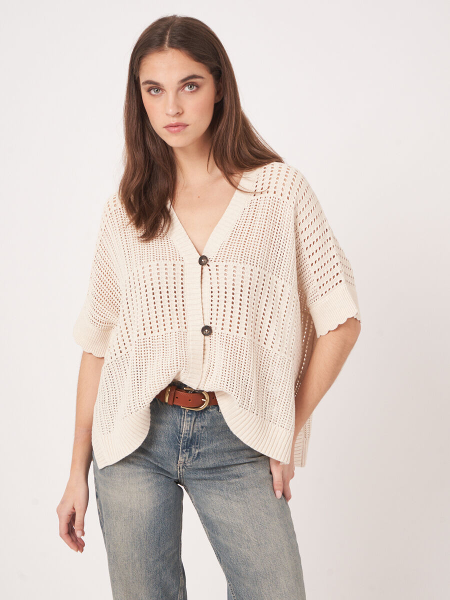 Open knit poncho cardigan  image number 0