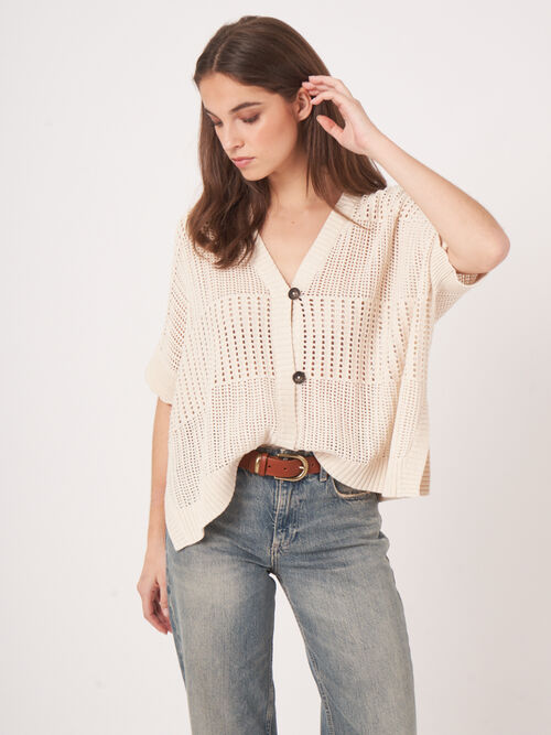 Open knit poncho cardigan 